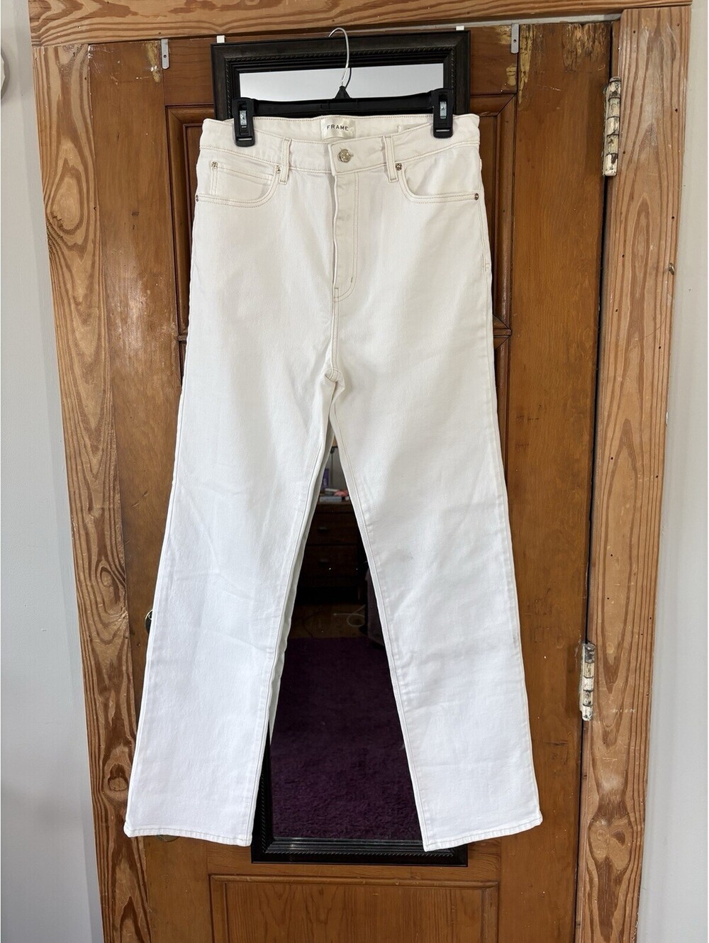 FRAME White Straight Leg Jeans Women's High Rise Premium Denim Made USA 31